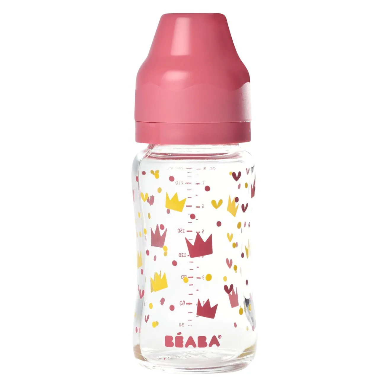 Biberon Verre Col Large 240Ml Crown Pink